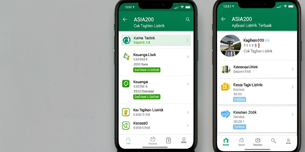 Tampilan antarmuka utama ASIA200 untuk cek tagihan listrik.