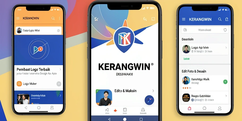 Antarmuka KERANGWIN yang sederhana dan fungsional untuk pembuatan logo.