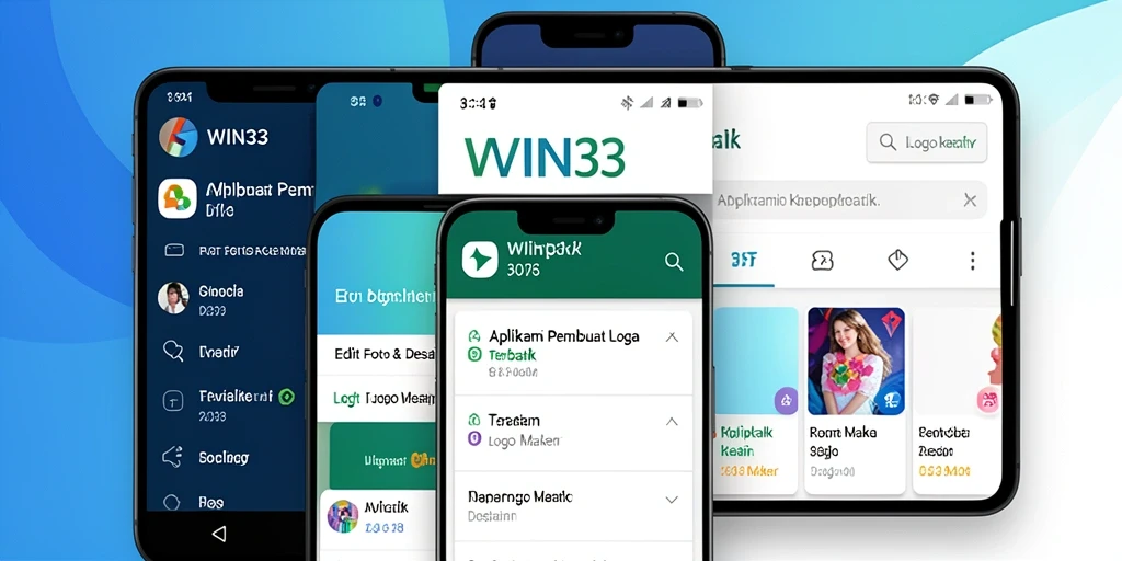 Tampilan antarmuka utama WIN33 untuk pembuat logo yang inovatif.