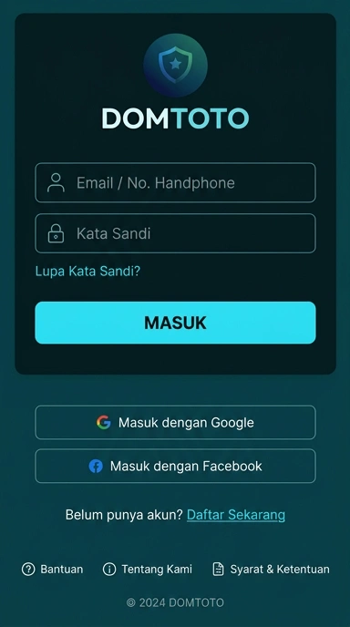 Tampilan halaman login domtoto